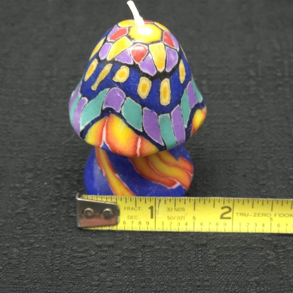 Vintage Mushroom Candle Mini Groovy Psychedelic Hippie Retro Colorful 3" Decor - Picture 7 of 7